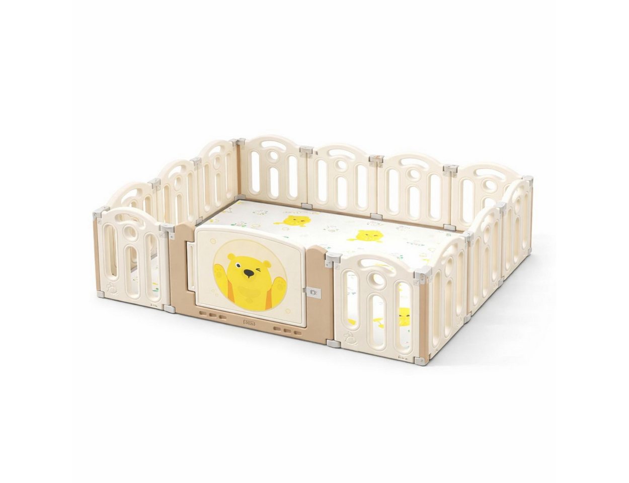 Moni Laufstall Teddy Land, 160 x 120 cm, Spielmatte, 13-teilig, Saugnäpfe, Tür, faltbar – Bild 2 von 3