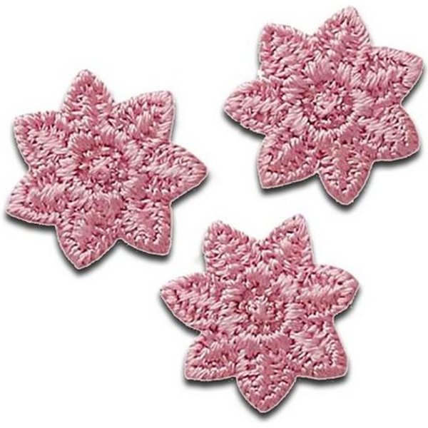 Mono-Quick Aufnäher Bügelbild, Aufbügler, Applikationen, Patches, Flicken, zum aufbügeln, PES, NY, RY, 3 Sternchen rosé - Größe: 1,5 x 1,5 cm