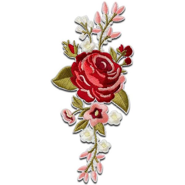 Mono-Quick Aufnäher Bügelbild, Aufbügler, Applikationen, Patches, Flicken, zum aufbügeln, Polyester, Blume Blütenranke - Größe: 17,5 x 11 cm