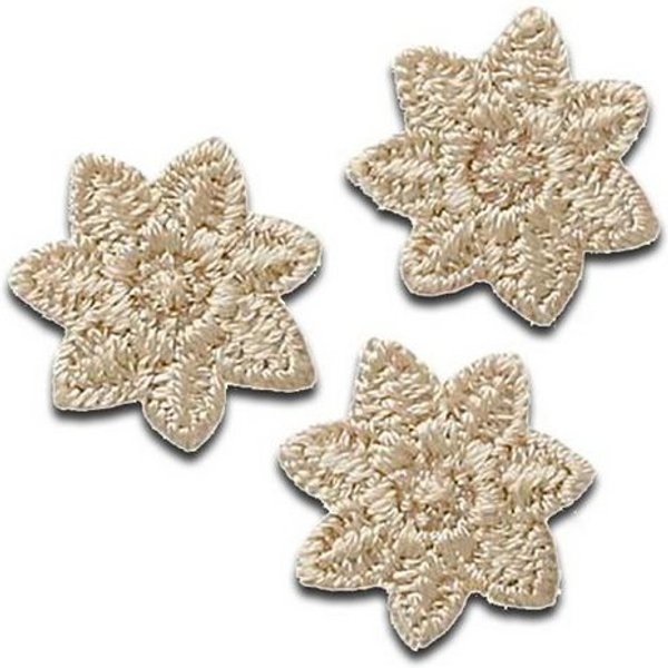 Mono-Quick Aufnäher Bügelbild, Aufbügler, Applikationen, Patches, Flicken, zum aufbügeln, PES, NY, RY, 3 Sternchen beige - Größe: 1,5 x 1,5 cm