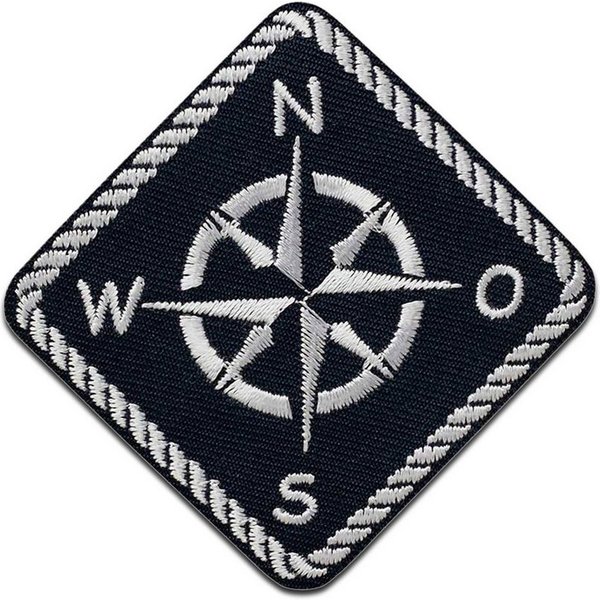 Mono-Quick Aufnäher Bügelbild, Aufbügler, Applikationen, Patches, Flicken, zum aufbügeln, Polyester, Kompass Maritim - Größe: 7 x 7 cm