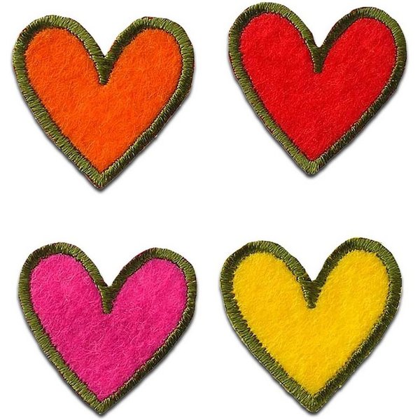 Mono-Quick Aufnäher Bügelbild, Aufbügler, Applikationen, Patches, Flicken, zum aufbügeln, Polyester, Set Herz Liebe - Größe: verschiedene Größen