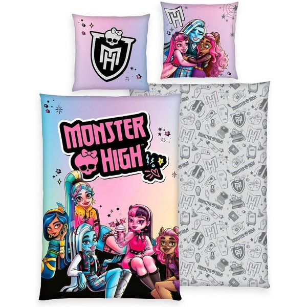 MonsterHigh™ Kinderbettwäsche Monster High, Renforcé, 2 teilig, mit tollem Motiv