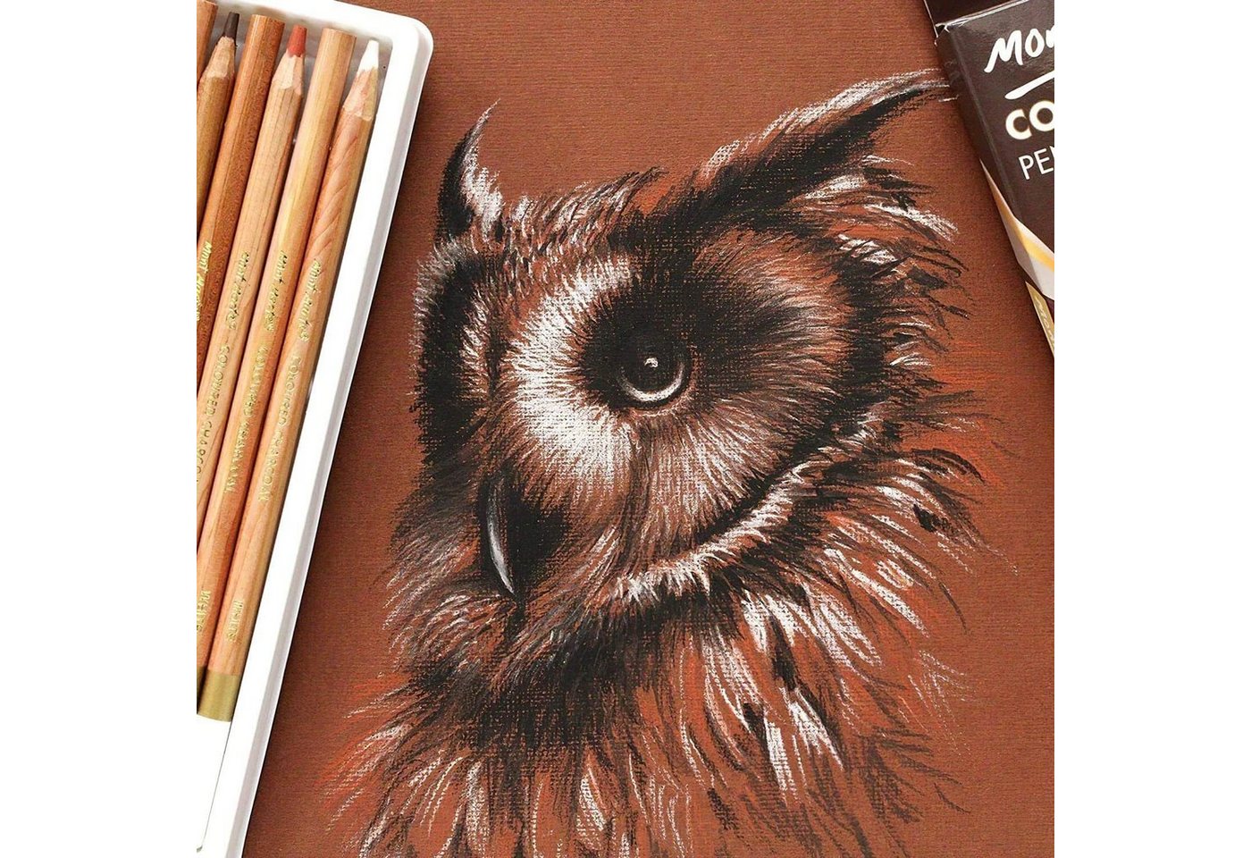 Mont Marte Kohlestift Zeichenstifte Set mit 12 x Zeichenkohle, in mischbaren Farbtönen, (Set, 12-tlg., Ideal für Zeichnungen aller Art), weiß, rot-braun, braun, – Bild 3 von 5
