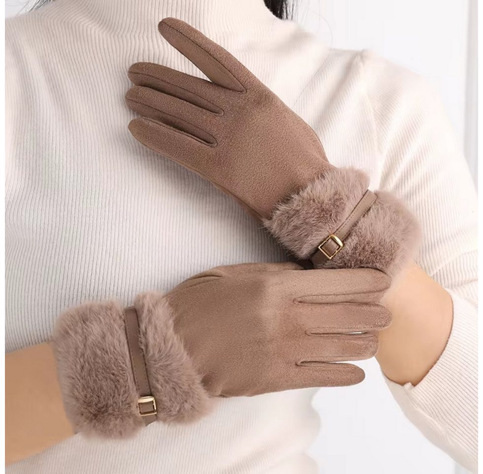 Montegoni Baumwollhandschuhe Damen Winterhandschuhe mit Fleecefutter– Warm, Winddicht (Packung) Ideal für einen stilvollen und eleganten Look – Bild 2 von 4