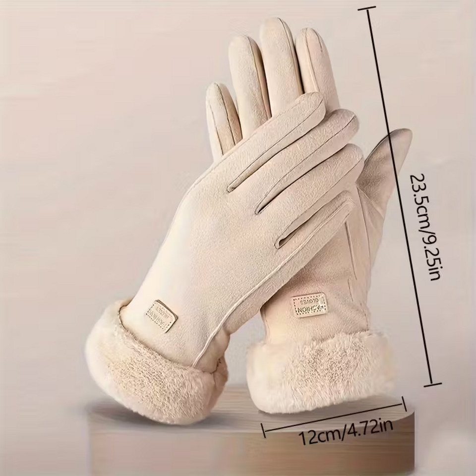 Montegoni Baumwollhandschuhe Winterwarme, mit Plüsch gefütterte Damen Touchscreen Handschuhe (1 Paar Damenhandschuhe mit Plüschfutter) Winddichte Handschuhe mit – Bild 3 von 5