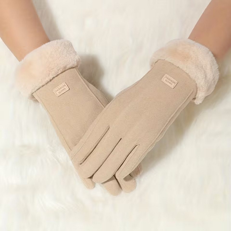 Montegoni Baumwollhandschuhe Winterwarme, mit Plüsch gefütterte Damen Touchscreen Handschuhe (1 Paar Damenhandschuhe mit Plüschfutter) Winddichte Handschuhe mit – Bild 5 von 5