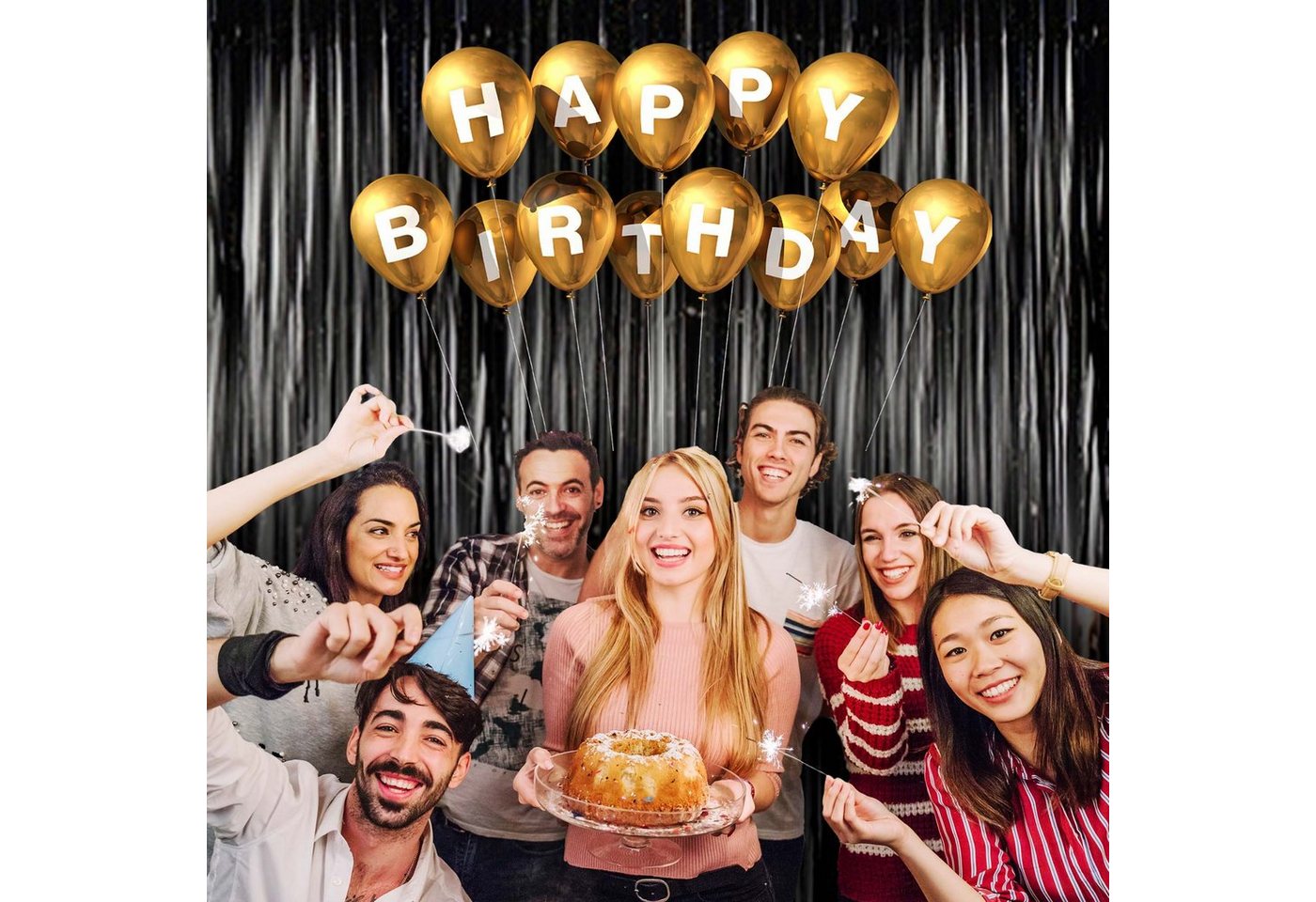 Montegoni Dekorationsfolie Vorhang 2er Set, Hintergrund Dekoration, Glitzer Vorhang Party Deko, (2er Set), Folien Fransen Geburtstag Hochzeit Partydeko Luftschl – Bild 4 von 4