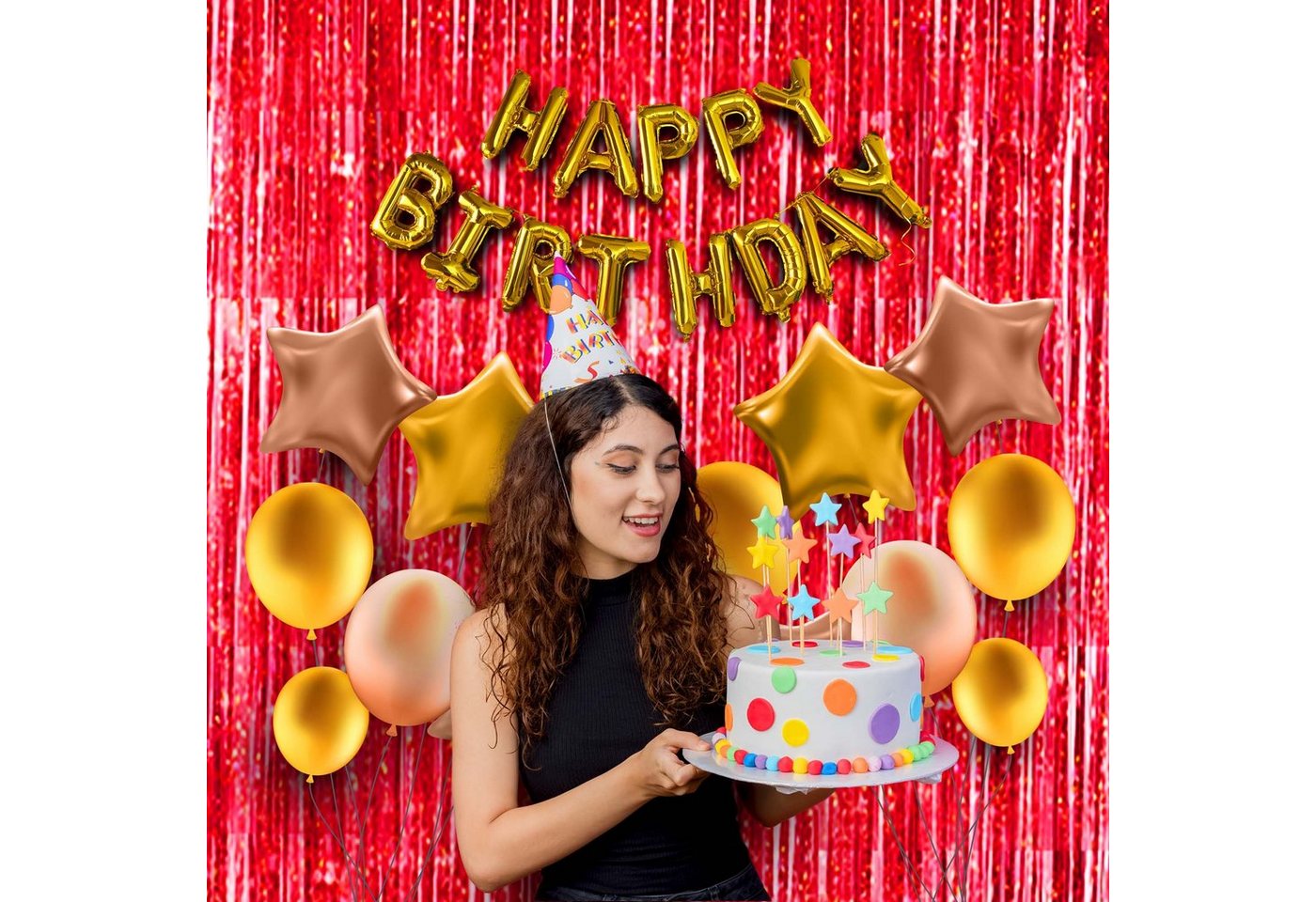 Montegoni Dekorationsfolie Vorhang 2er Set, Hintergrund Dekoration, Glitzer Vorhang Party Deko, (2er Set), Folien Fransen Geburtstag Hochzeit Partydeko Luftschl – Bild 5 von 5