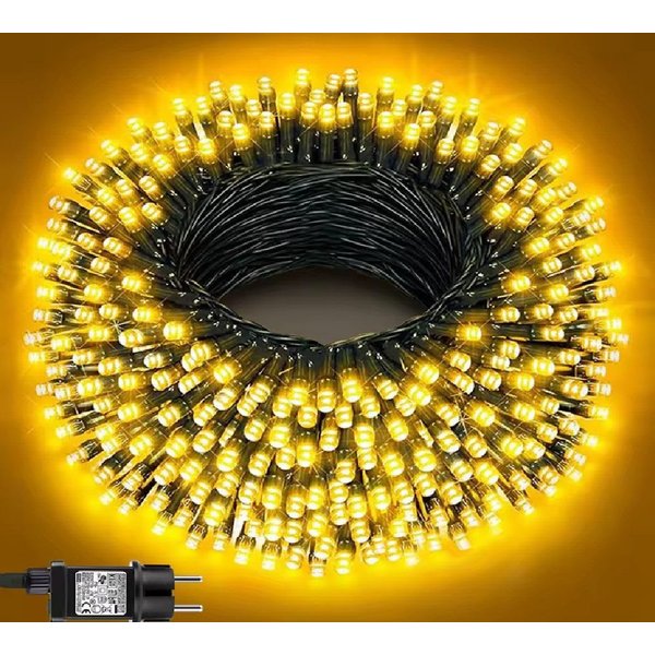 Montegoni LED-Lichterkette 10m 100 LEDs Lichterkette warmweiß, Weihnachtsdeko, IP65 Wasserdicht, 8 Lichtmodi, Ferbedienung mit Timer und Memory Funktion, IP65
