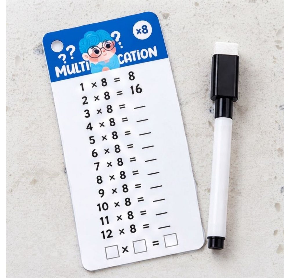 Montegoni Schulheft Mathe Lernkarten Multiplikation Schreibbar Abwischbar mit Stift Kinder, Abwischbar wiederverwendbar schreibbar Einmaleins Training mit Marke – Bild 4 von 5