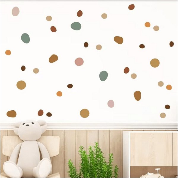 Montegoni Wandsticker 42 Stück Böhmen Stil unregelmäßigen Kreis Steine Wandaufkleber (Wandtattoo für Schlafzimmer,kinderzimmer,Wand deko), wasserdichte,abnehmba