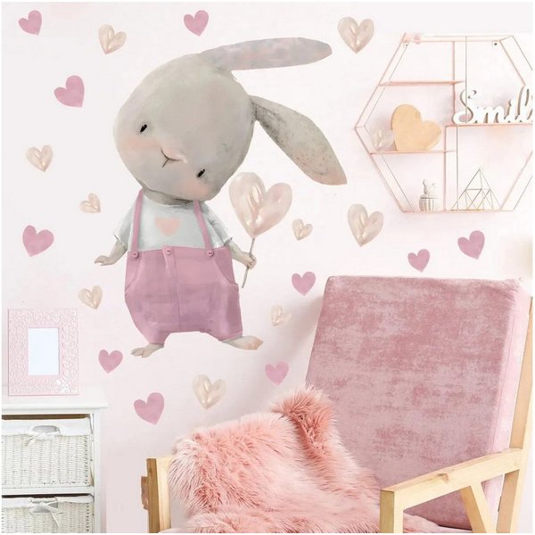 Montegoni Wandsticker Kinder Tier Wandsticker, Wandaufkleber Deko (Liebes hasen Kinderzimmer Dekoration Hintergrund Wandaufkleber), Kindergarten Home Dekoration