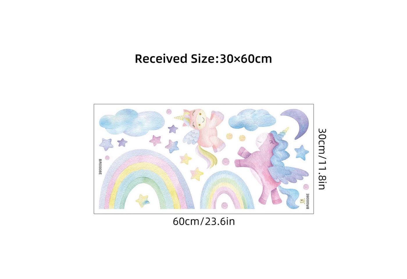 Montegoni Wandtattoo Cartoon Einhorn Regenbogen Wandaufkleber (Wolken,Mond,Sterne, Wandsticker, Wanddeko für kinderzimmer), Mädchen Kinderzimmer – Bild 5 von 5