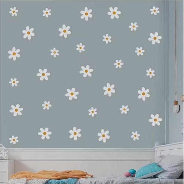 Montegoni Wandtattoo Kinder 3 teilige Boho Gänseblümchen, (Aquarell-Cartoon-Blumen Wandsticker, Wandaufkleber Dekor Kinderzimmer,Wanddeko für Mädchenzimmer,Baby