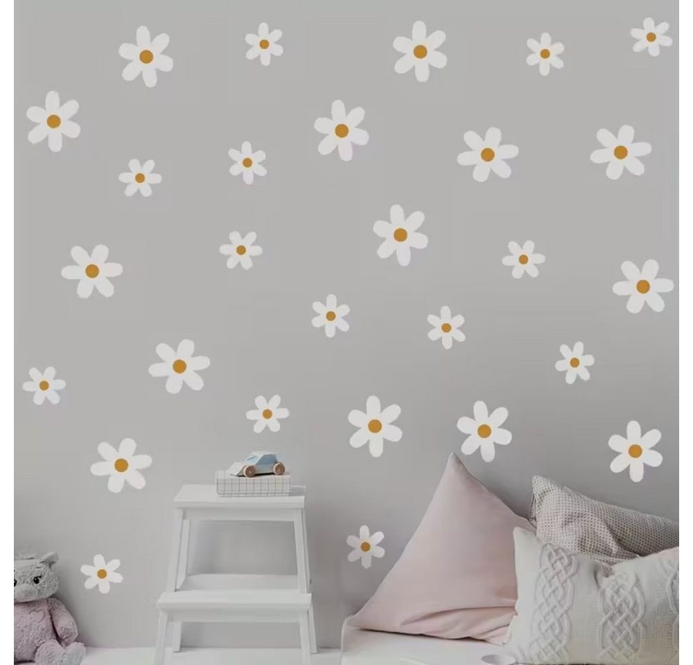 Montegoni Wandtattoo Kinder 3 teilige Boho Gänseblümchen, (Aquarell-Cartoon-Blumen Wandsticker, Wandaufkleber Dekor Kinderzimmer,Wanddeko für Mädchenzimmer,Baby – Bild 4 von 5