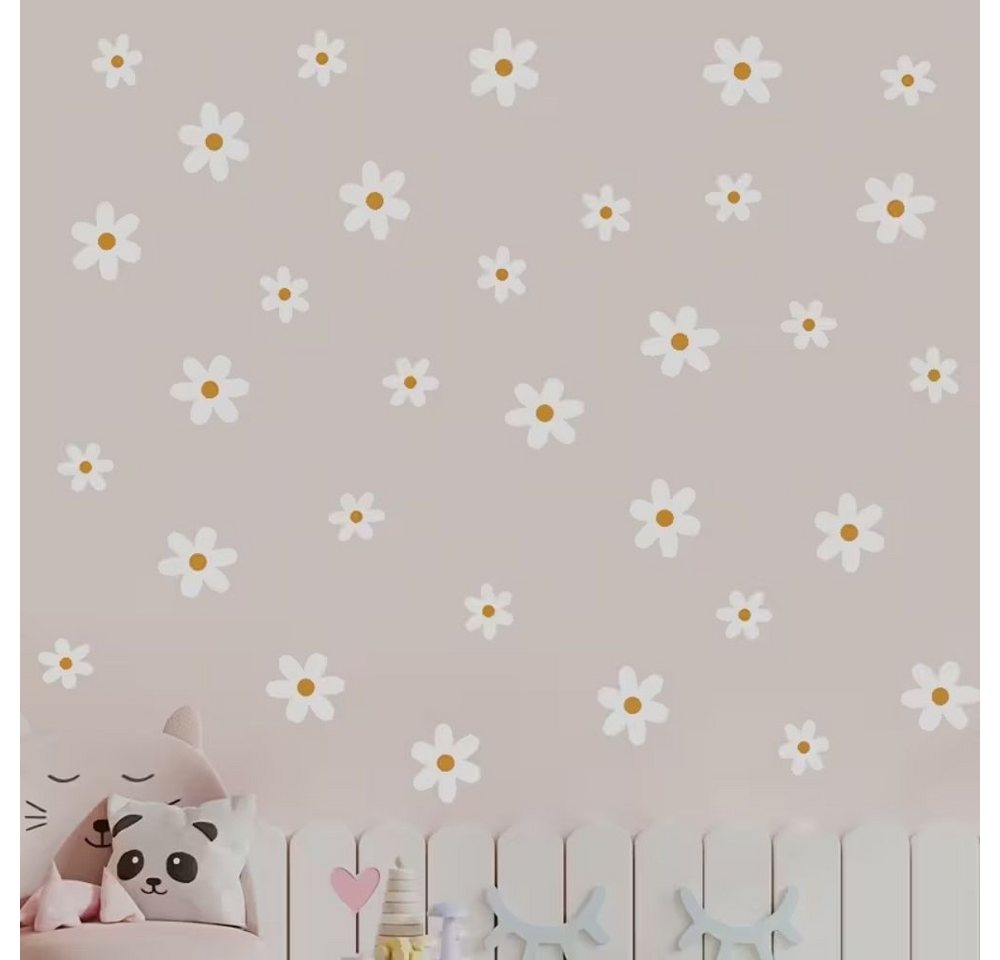 Montegoni Wandtattoo Kinder 3 teilige Boho Gänseblümchen, (Aquarell-Cartoon-Blumen Wandsticker, Wandaufkleber Dekor Kinderzimmer,Wanddeko für Mädchenzimmer,Baby – Bild 5 von 5