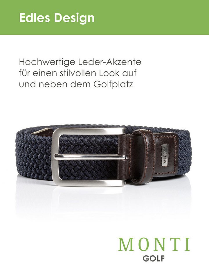 MONTI Flechtgürtel BIRDIE elastisch, integrierter Ballmarker magnetisch, 3,5 cm breit – Bild 5 von 5