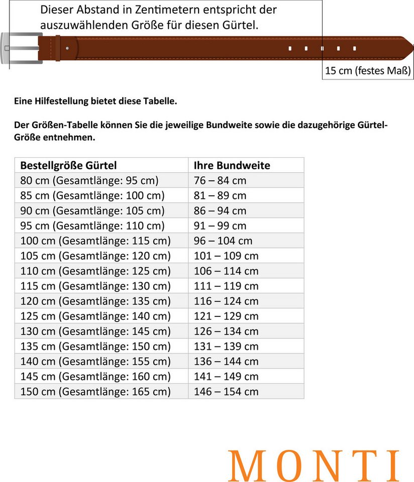MONTI Synthetikgürtel WIEN 3,5 cm breit, Klassisch-Business, kürzbar, bis Gr. 150 cm – Bild 5 von 5