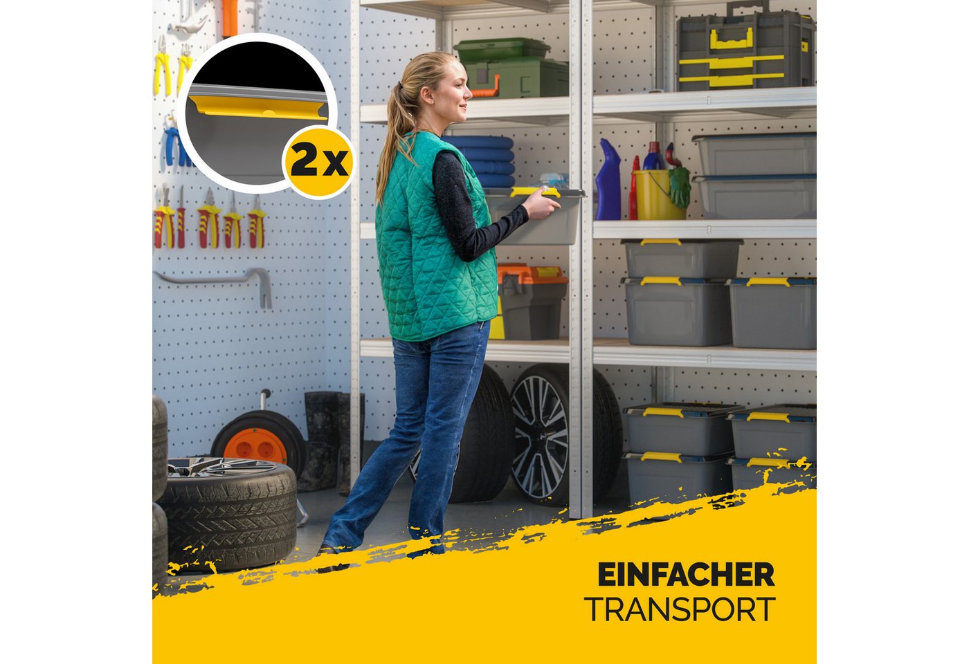 monzana Aufbewahrungsbox, 2x 40L Deckel 40kg belastbar stapelbar stabil BPA frei Kunststoffbox – Bild 3 von 5