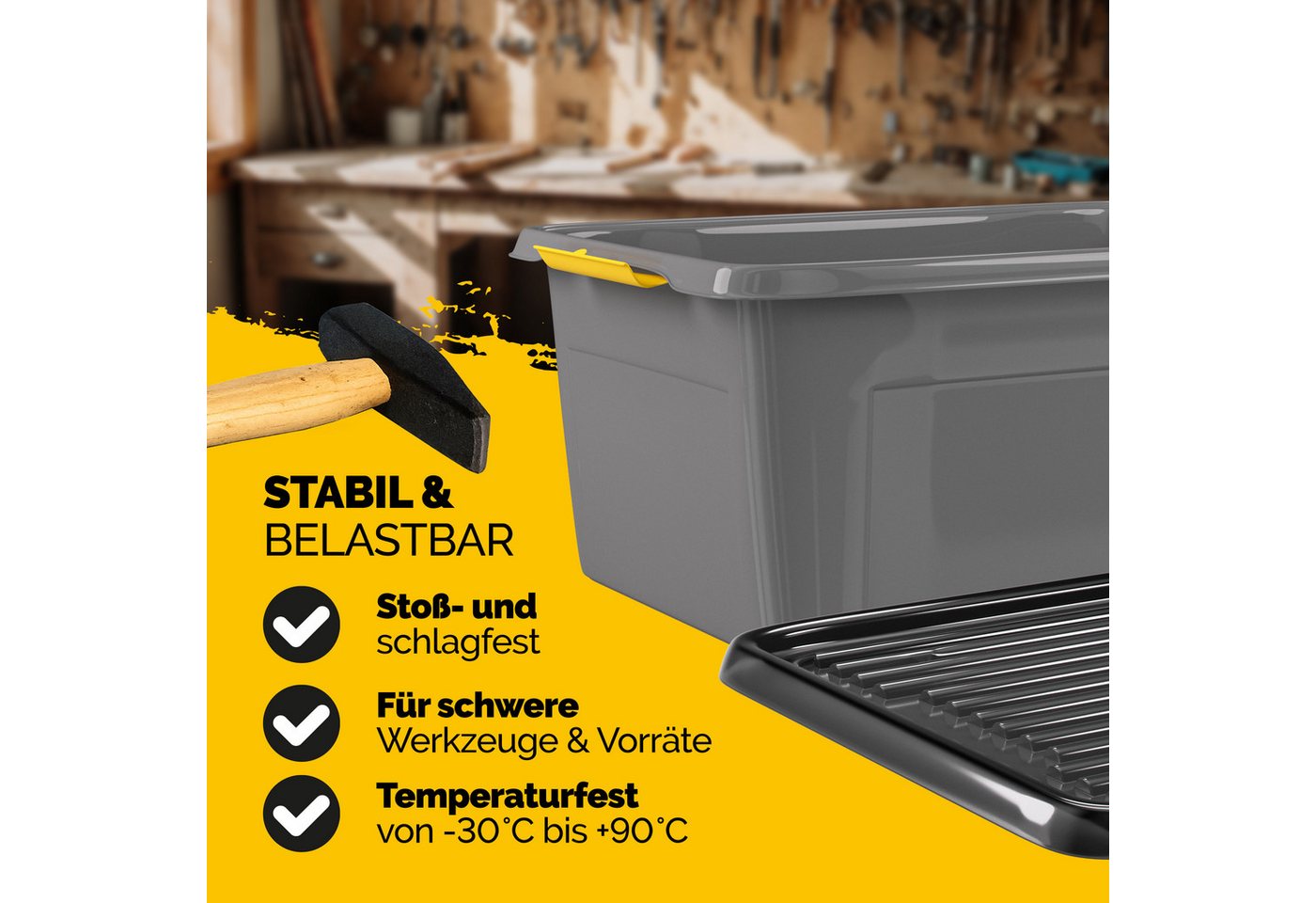 monzana Aufbewahrungsbox, 2x 40L Deckel 40kg belastbar stapelbar stabil BPA frei Kunststoffbox – Bild 4 von 5