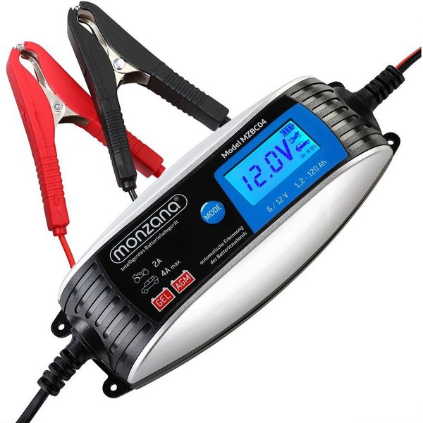 monzana Batterie-Ladegerät (vollautomatisch 6V 12V Auto Motorrad KFZ Ladegerät LCD-Bildschirm)
