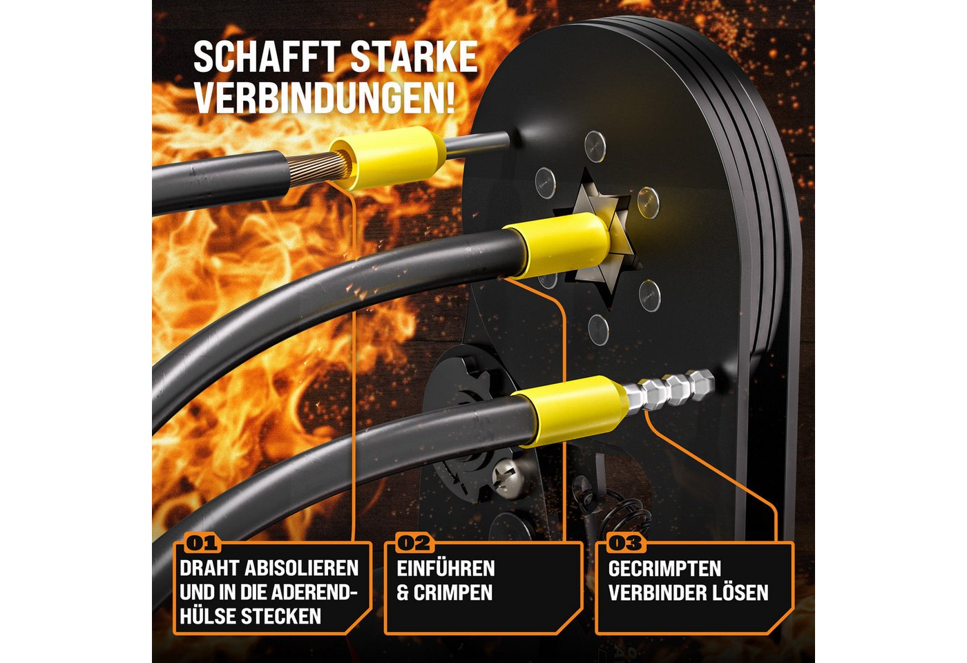 monzana Crimpzange, Set Sechskant 0,25-6mm² 2000tlg. Aderendhülsenzange Presszange Tasche – Bild 2 von 5
