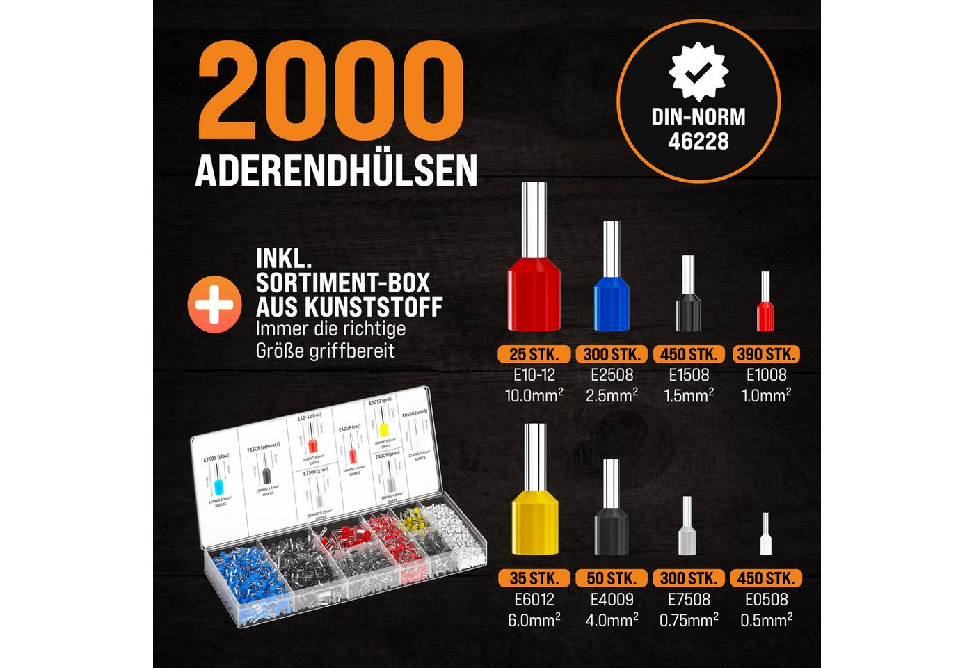monzana Crimpzange, Crimpzange 2000 Aderendhülsen 0,5-10mm² Presszange Aderendhülsenzange – Bild 3 von 5