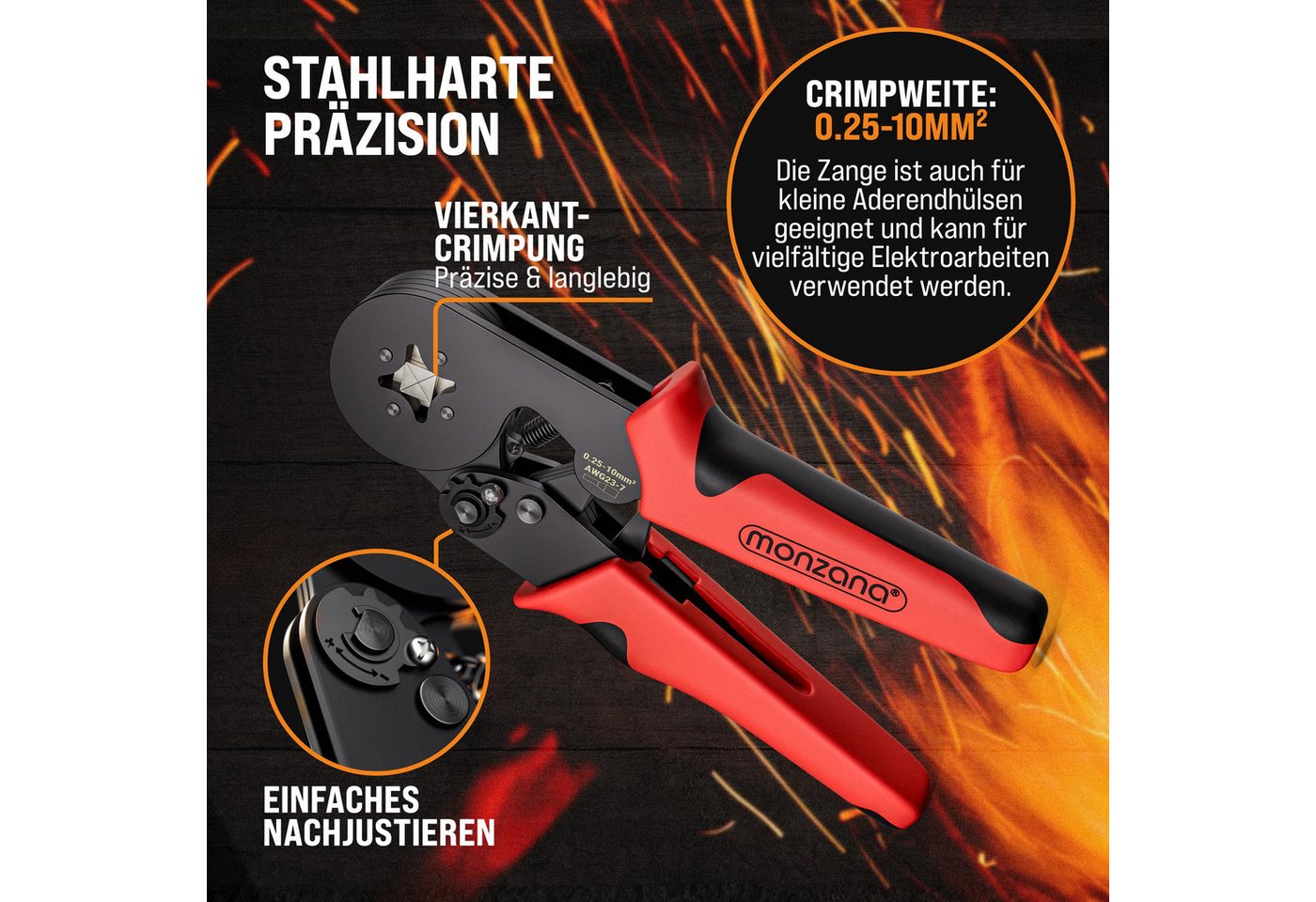 monzana Crimpzange, Crimpzange 2000 Aderendhülsen 0,5-10mm² Presszange Aderendhülsenzange – Bild 4 von 5