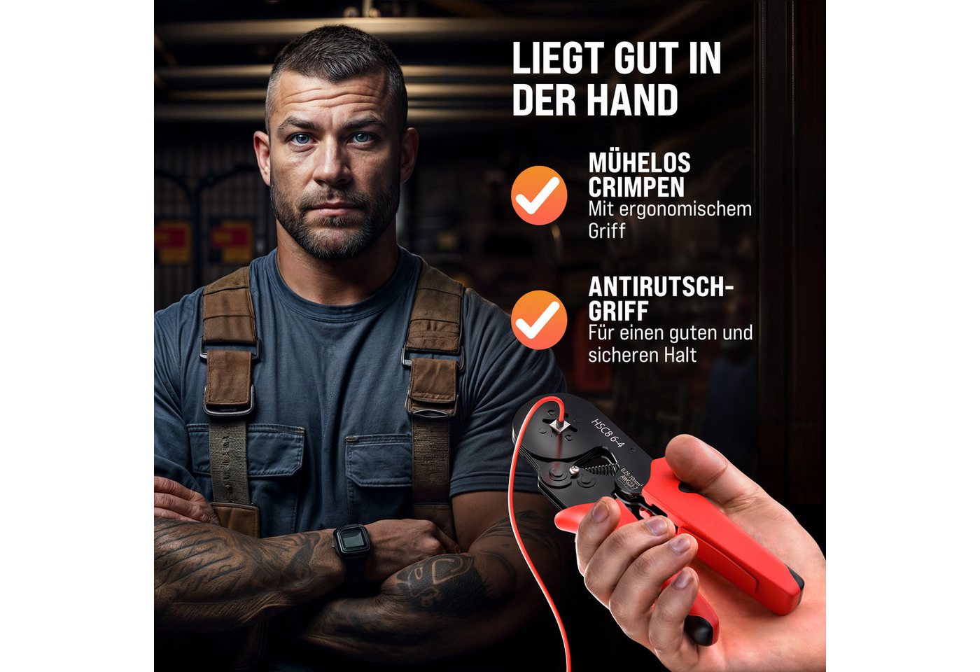 monzana Crimpzange, Crimpzange 2000 Aderendhülsen 0,5-10mm² Presszange Aderendhülsenzange – Bild 5 von 5