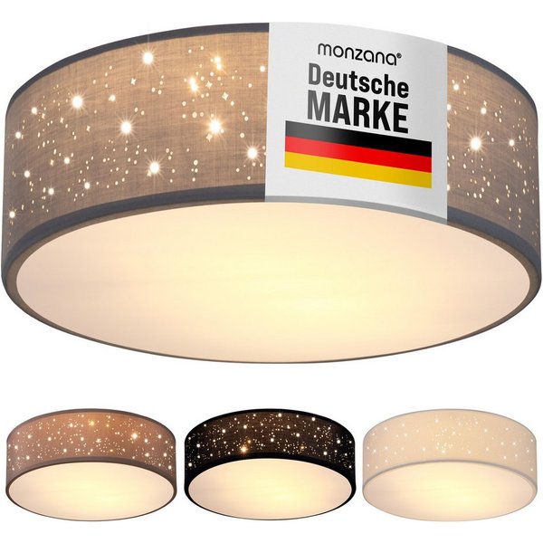 monzana Deckenleuchte, 38 cm, Sternenhimmel Rund Stoffschirm 38 cm 2-Flammig E27 Modern