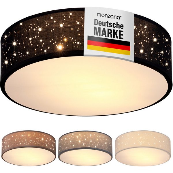 monzana Deckenleuchte, 38 cm, Sternenhimmel Rund Stoffschirm 38 cm 2-Flammig E27 Modern