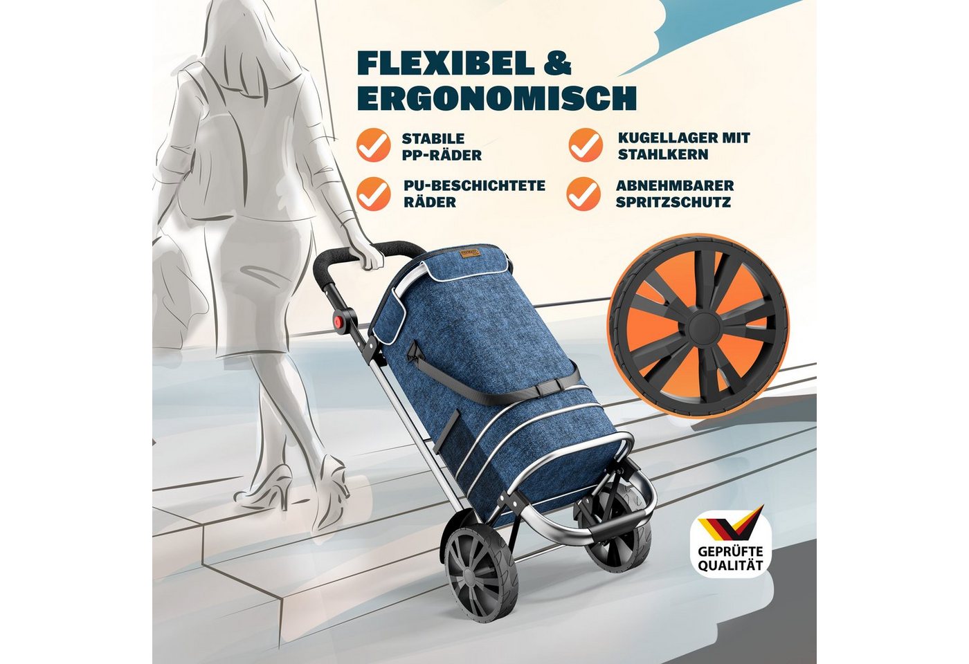 monzana Einkaufstrolley, abnehmbare Tasche – Bild 3 von 5
