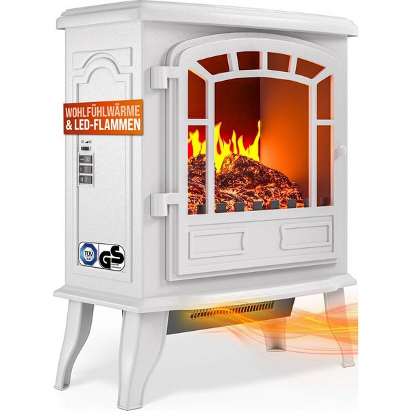 monzana Elektrokamin, Mit Heizung Flammeneffekt Heizlüfter Kamin Deko Ofen Weiß Wohnzimmer