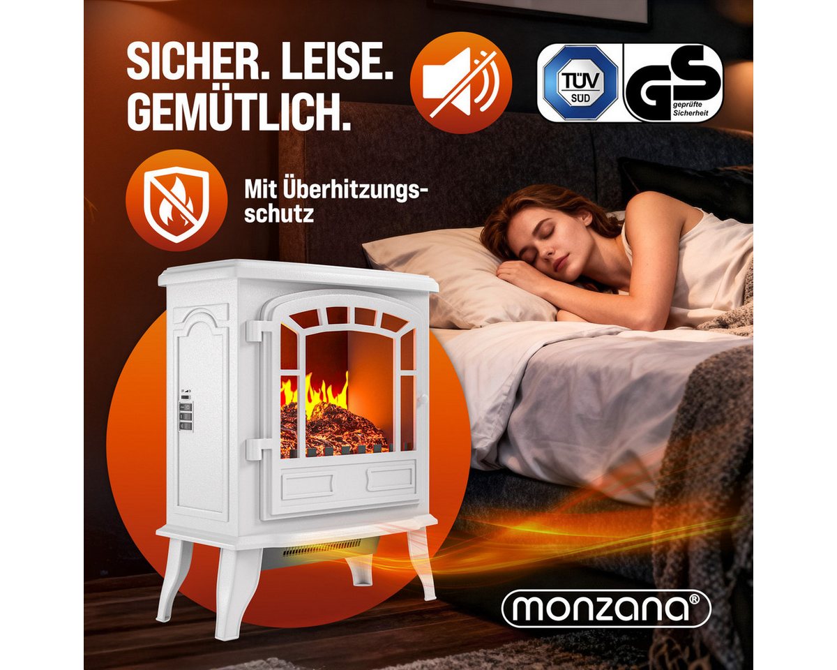 monzana Elektrokamin, Mit Heizung Flammeneffekt Heizlüfter Kamin Deko Ofen Weiß Wohnzimmer – Bild 2 von 5