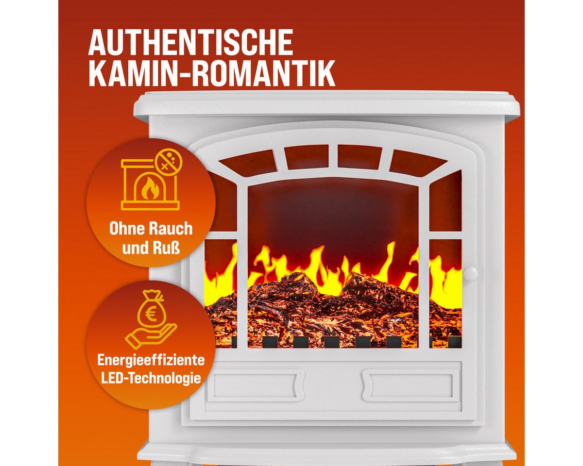 monzana Elektrokamin, Mit Heizung Flammeneffekt Heizlüfter Kamin Deko Ofen Weiß Wohnzimmer – Bild 5 von 5