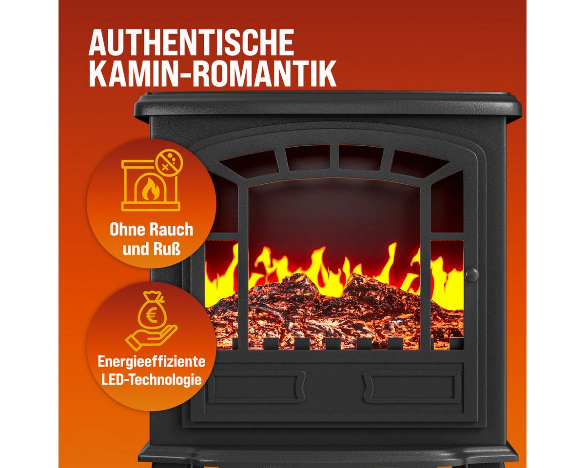 monzana Elektrokamin, Elektrokamin Elektrischer Kamin mit Heizung LED Kaminfeuer Effekt – Bild 5 von 5