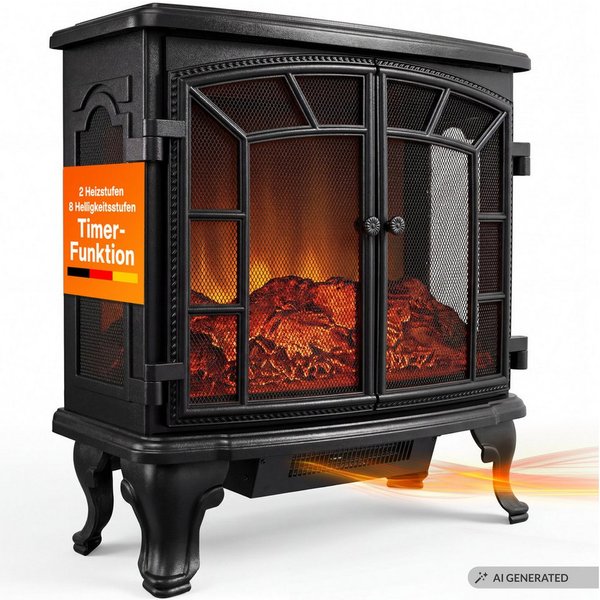 monzana Elektrokamin, Mit Heizung Flammeneffekt Heizlüfter Kamin Ofen Schwarz Wohnzimmer