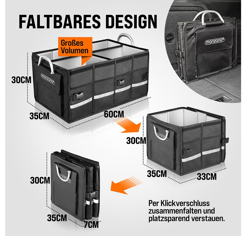 monzana Faltbox (1 St), Kofferraumtasche mit Deckel und Isolierung 65L Trennwände wasserdicht – Bild 2 von 4