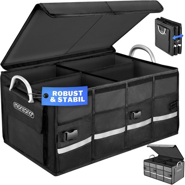 monzana Faltbox (1 St), Kofferraumtasche mit Deckel 65L Trennwände wasserdicht Auto Organizer