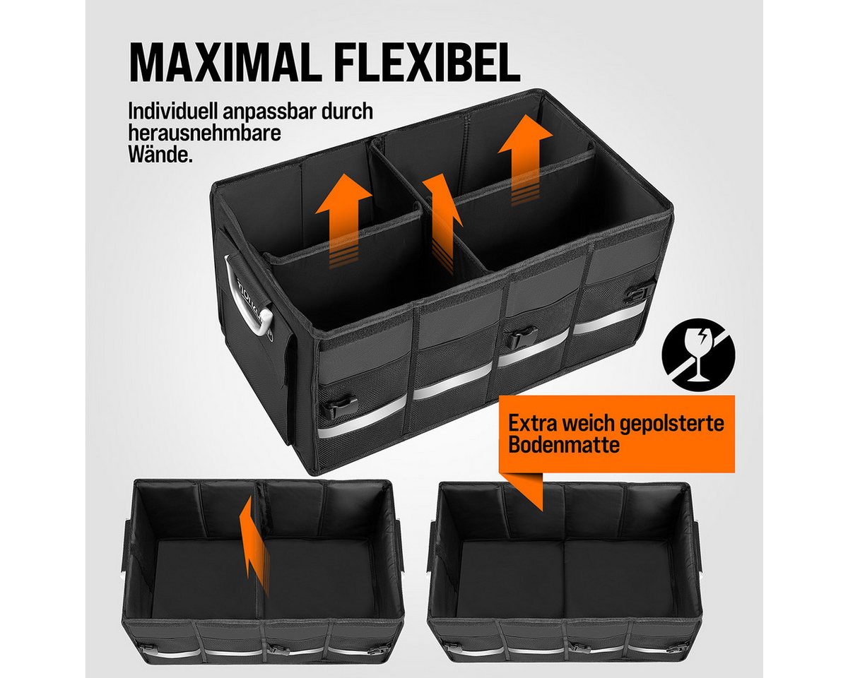 monzana Faltbox (1 St), Kofferraumtasche mit Deckel 65L Trennwände wasserdicht Auto Organizer – Bild 3 von 4