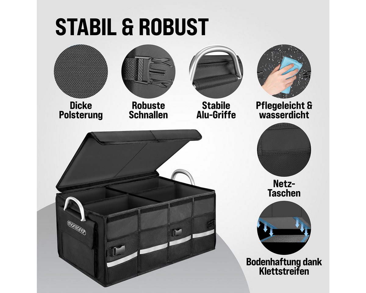 monzana Faltbox (1 St), Kofferraumtasche mit Deckel 65L Trennwände wasserdicht Auto Organizer – Bild 4 von 4