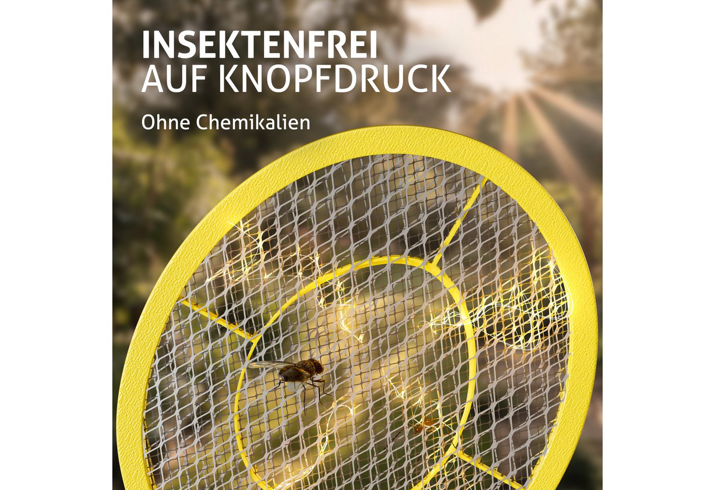 monzana Fliegenwedler, 3er Set Doppeltes Sicherheitsnetz Batteriebetrieben Mückenklatsche – Bild 3 von 5