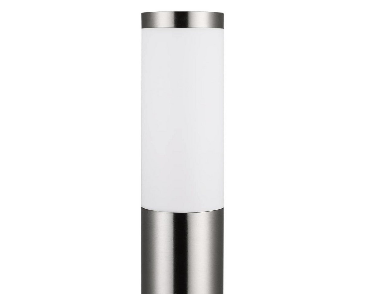 monzana Gartenleuchte, Außenleuchte mit Steckdose, Edelstahl 50cm IP44 Gartenlampe Sockelleuchte Strom E27 Außen Silber – Bild 5 von 5
