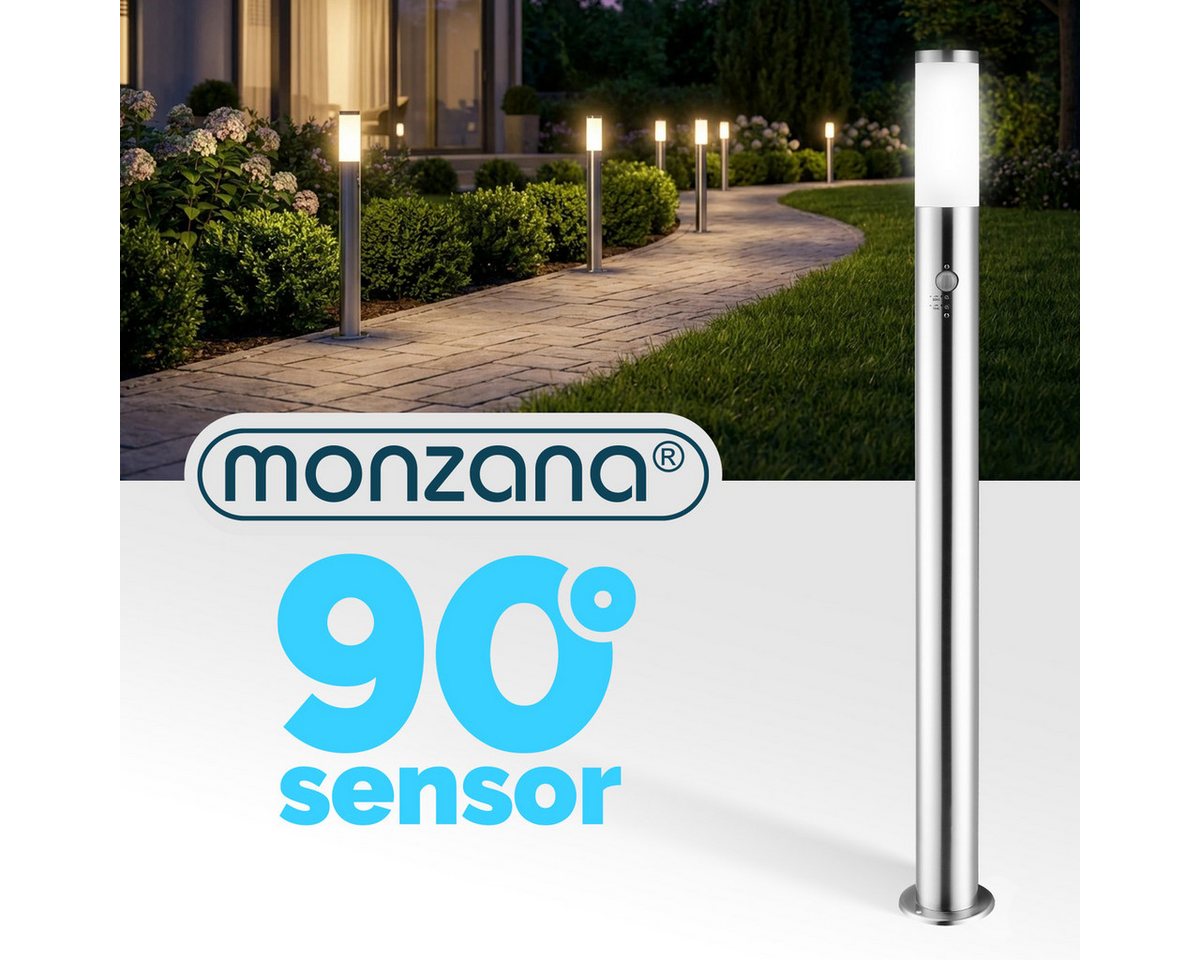 monzana Gartenleuchte, Wegeleuchte mit Bewegungsmelder, Einstellbar Edelstahl 100cm IP44 Außen Gartenlampe Außenleuchte Silber – Bild 3 von 5