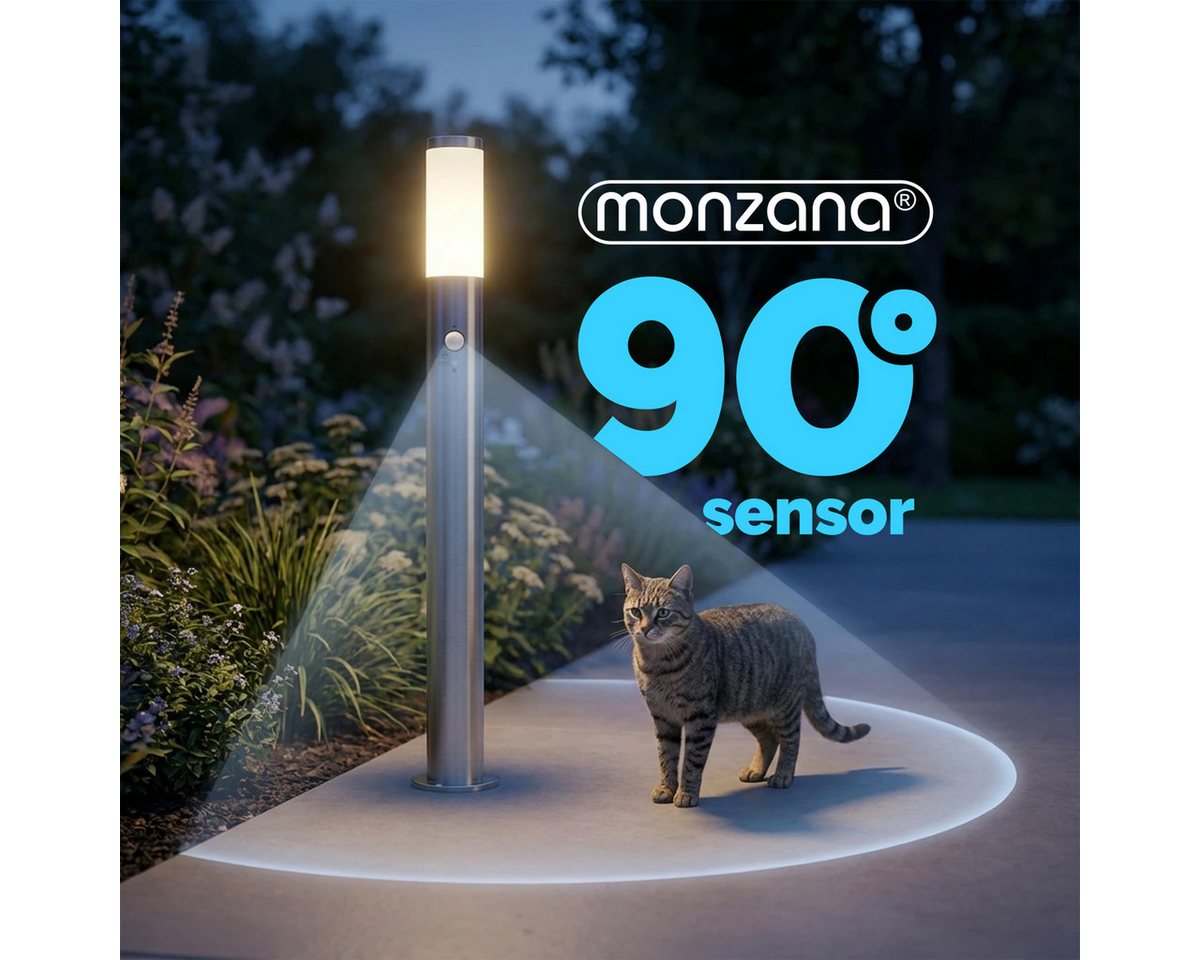 monzana Gartenleuchte, Wegeleuchte mit Bewegungsmelder, Einstellbar Edelstahl 100cm IP44 Außenlampe Garten Außen Anthrazit – Bild 2 von 5