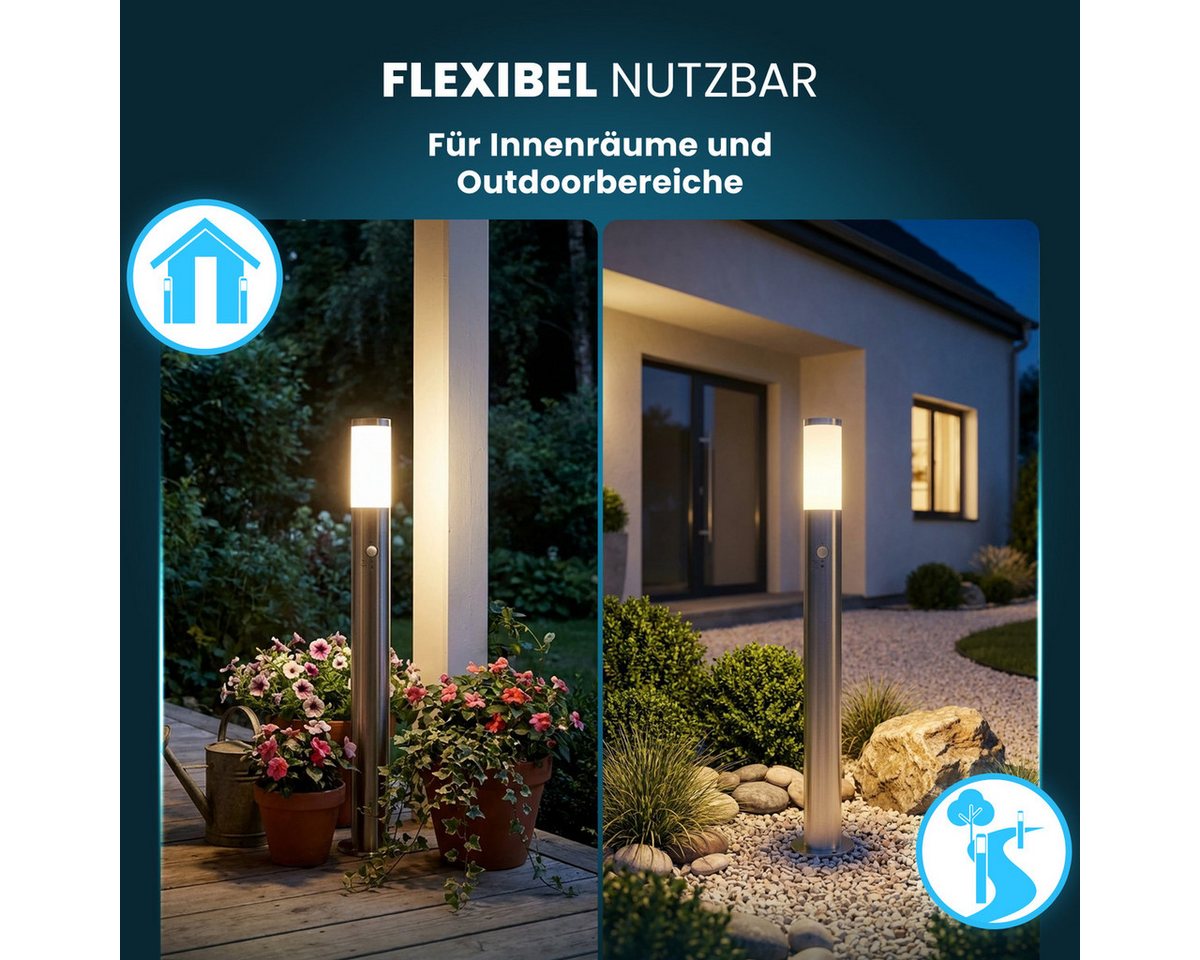 monzana Gartenleuchte, Wegeleuchte mit Bewegungsmelder, Einstellbar Edelstahl 100cm IP44 Außenlampe Garten Außen Anthrazit – Bild 5 von 5