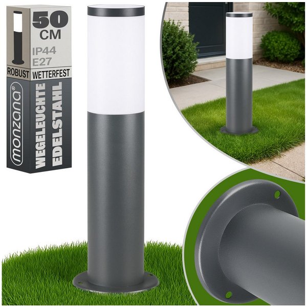 monzana Gartenleuchte, Außenleuchte, Edelstahl 50cm Strom Außenlampe Pollerleuchte Stehend Außen Anthrazit