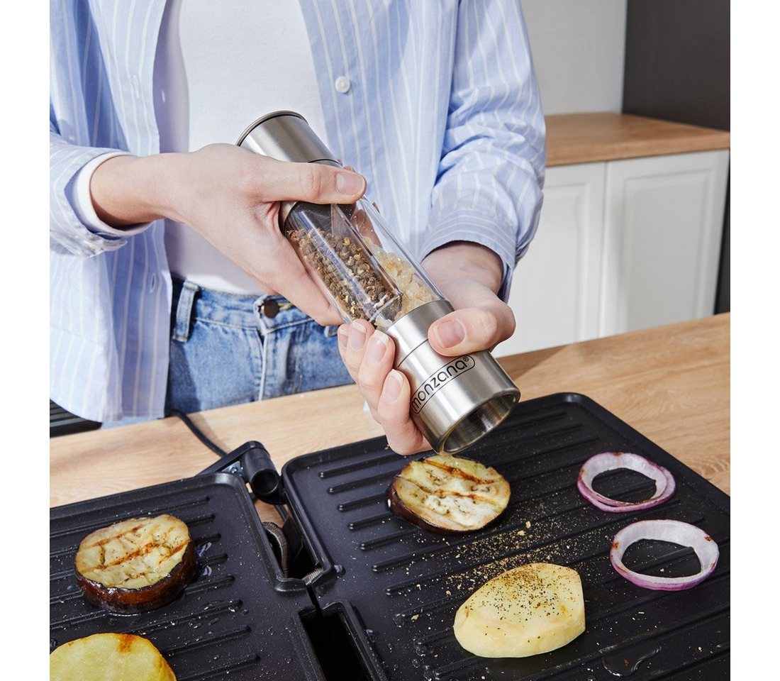 monzana Gewürzmühle, 2in1 Keramikmahlwerk Verstellbar Edelstahl BPA-frei Manuell Acryl – Bild 3 von 5