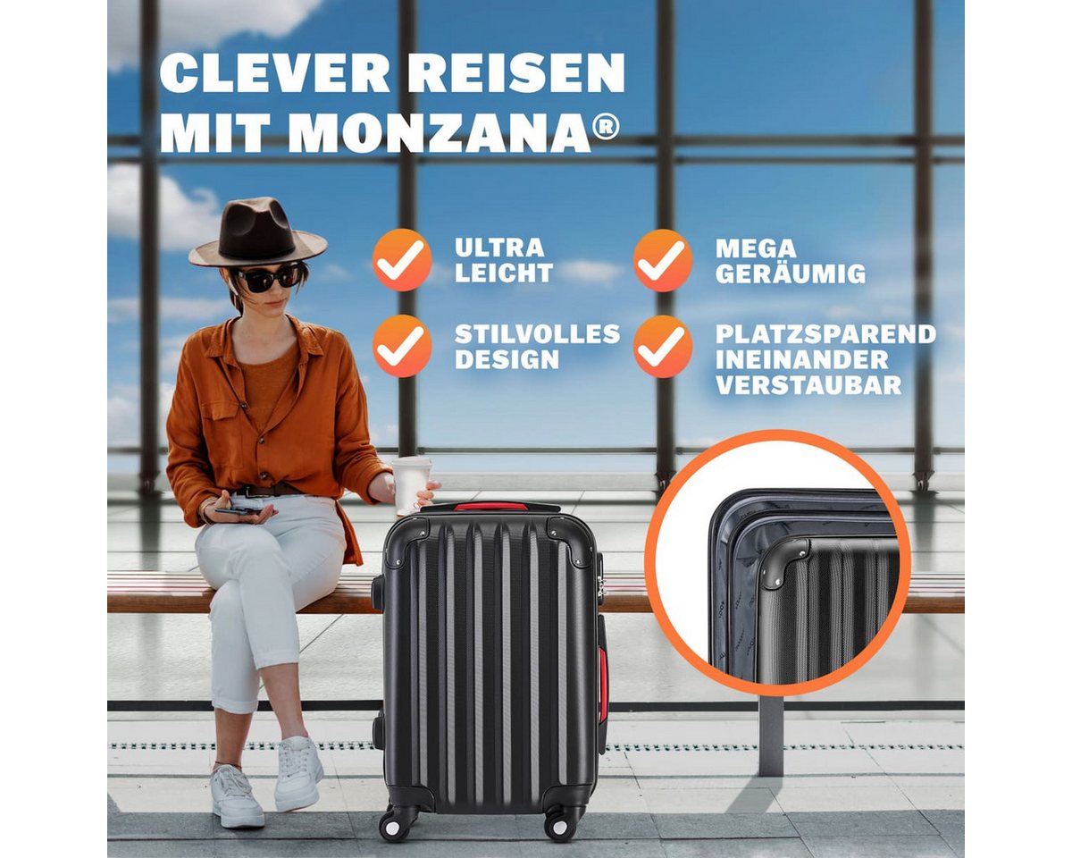 monzana Hartschalen-Trolley, 4 Rollen Rollen, 55x34x20cm Handgepäck mit Rollen Reisekoffer Hartschalenkoffer Trolley – Bild 3 von 5